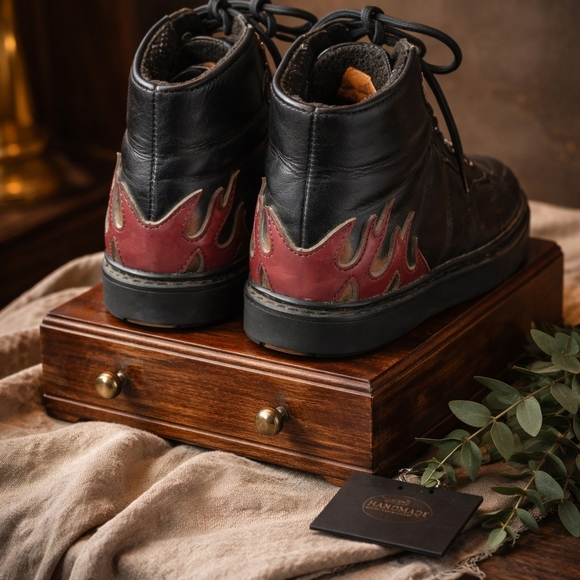 Harley-Davidson Black and Red Flame Boots - Picture 3 of 9